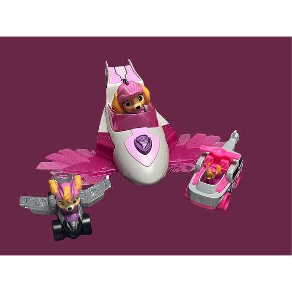 Paw Patrol Skyes Mighty Pup Super Charge Vehcle & Sky Racers Lot - Picture 1 of 8